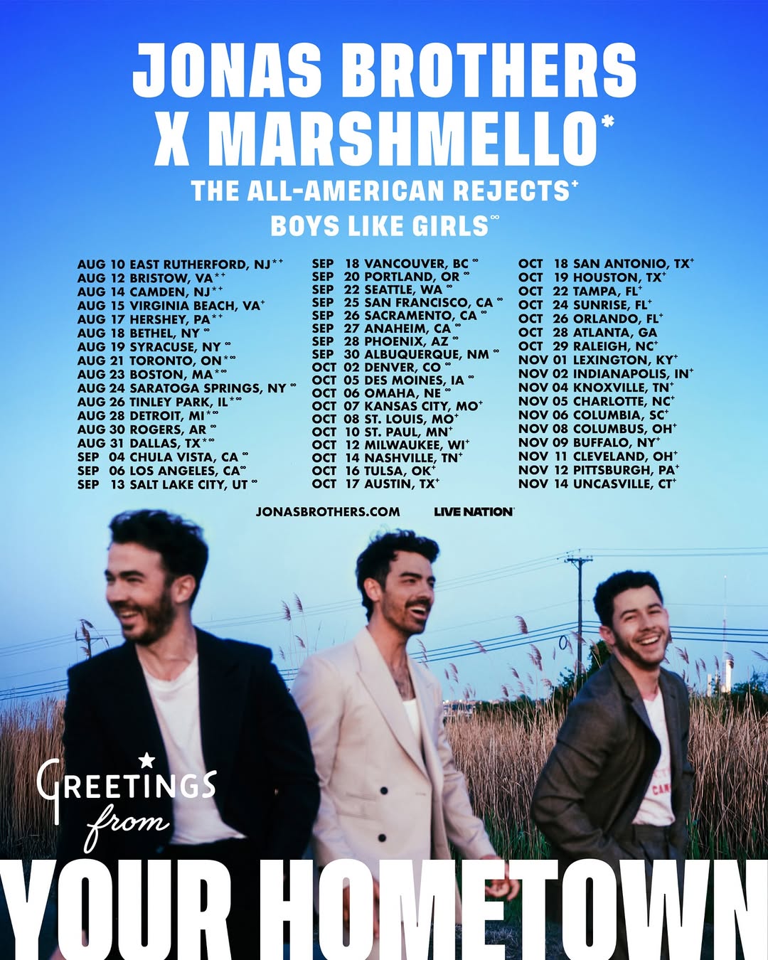 Jonas Brothers Greetings From Your Hometown Tour Poster 2026